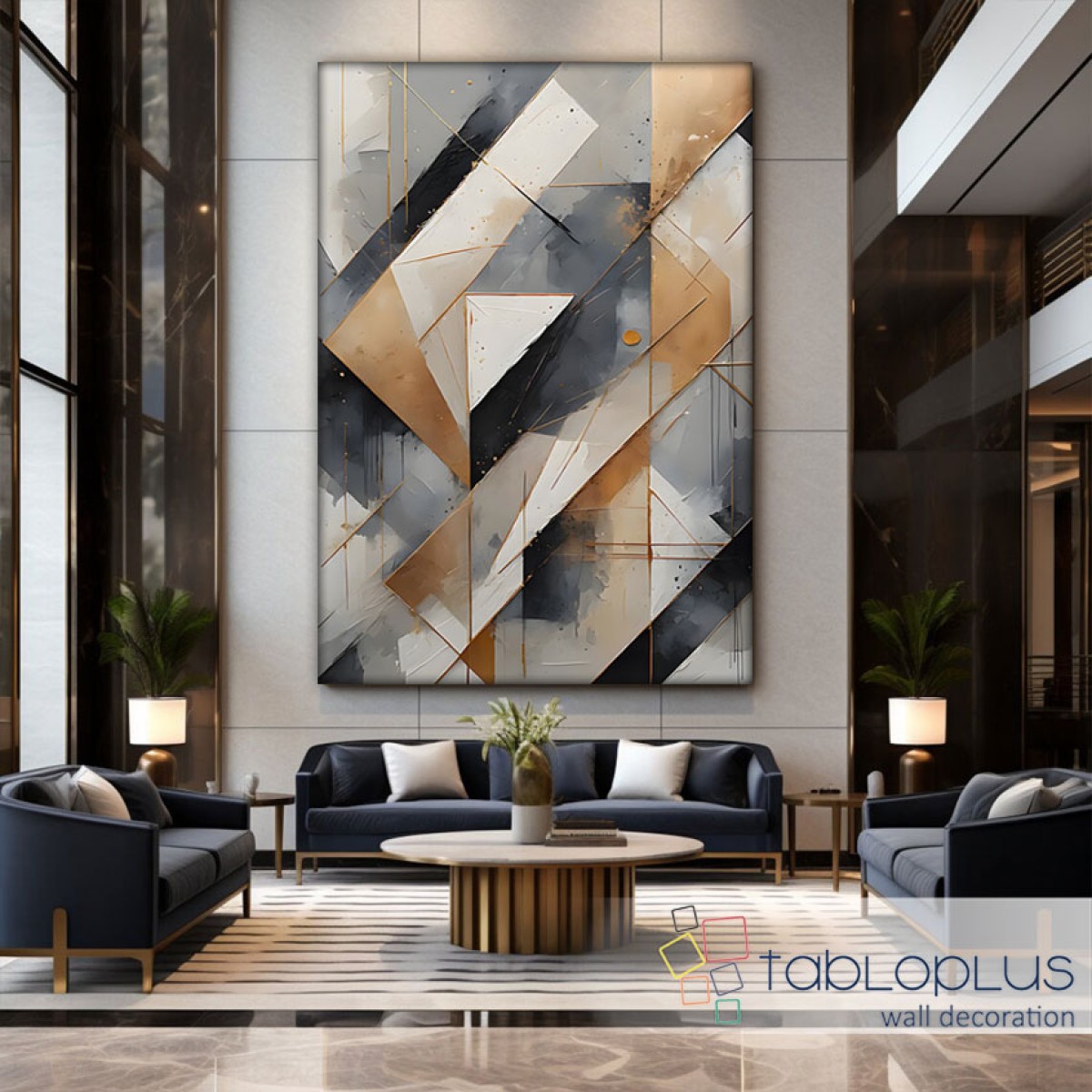 Abstract Shapes 3d Heavy Textured Partial Oil Painting - Wall Art